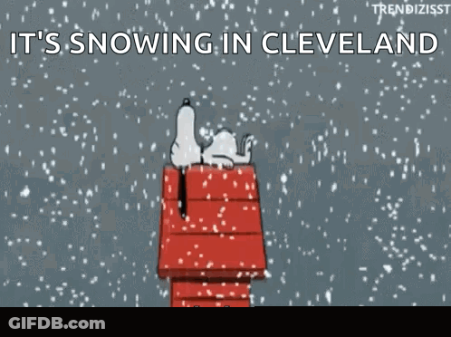 Snoopy Lying On House In Snow GIF