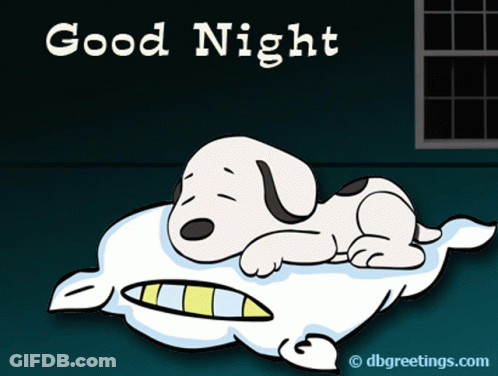 Snoopy Lying On Pillow Good Night GIF