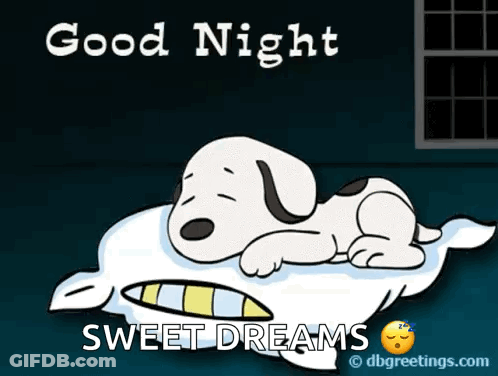 Snoopy Lying On Pillow Good Night GIF