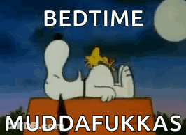 Snoopy Lying On Roof Bedtime GIF