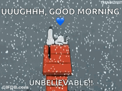 Snoopy Lying On Roof Saying Good Morning GIF