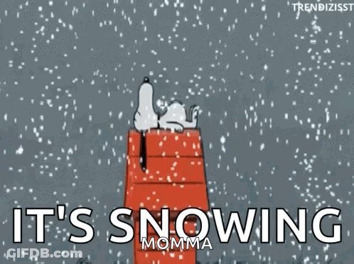 Snoopy Lying On Sleigh In Snow GIF