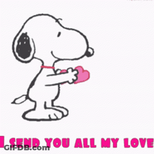 Snoopy Peanuts Giving Hearts Amor GIF