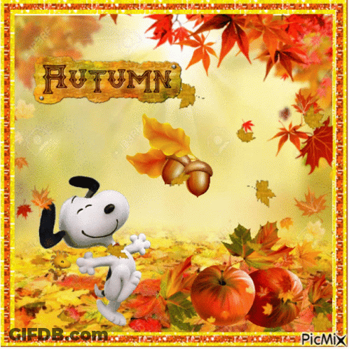 Snoopy Playing With Leaf GIF