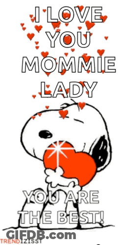 Snoopy Red Heart I Love You Mommie Lady GIF