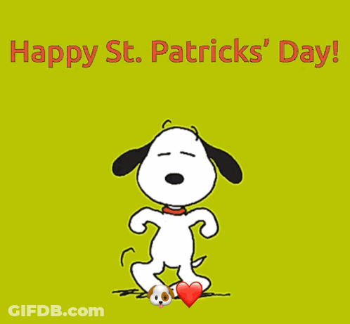 Snoopy Running With Heart On Foot Happy St Patrick's Day GIF