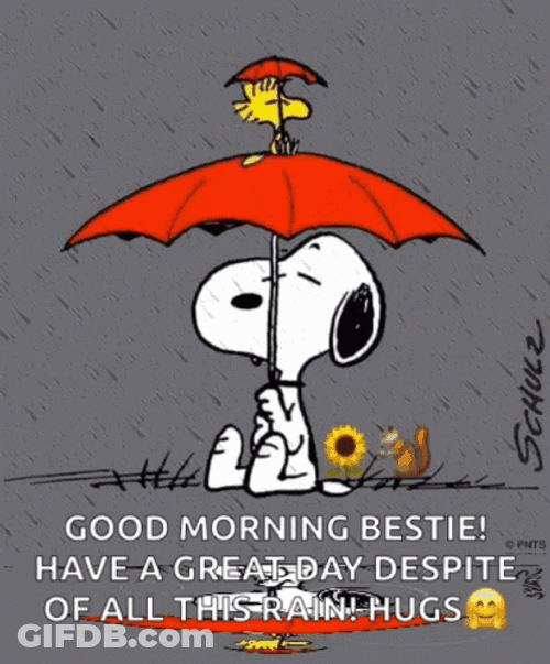 Snoopy Saturday Holding Umbrella GIF