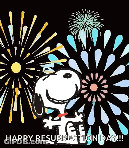 Snoopy Says Happy Resurrection Day Fireworks GIF
