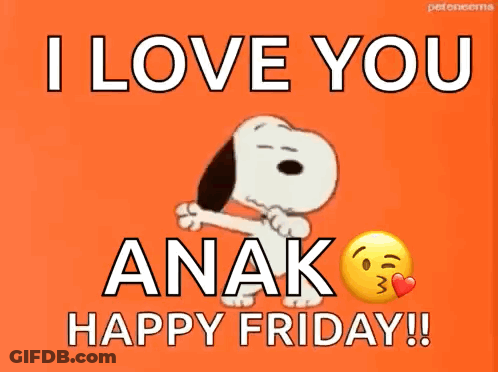 Snoopy Says I Love You Anak Happy Friday On An Orange Background GIF