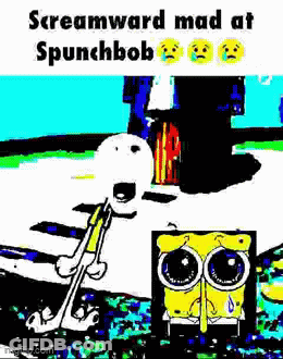Snoopy Screaming At SpongeBob GIF