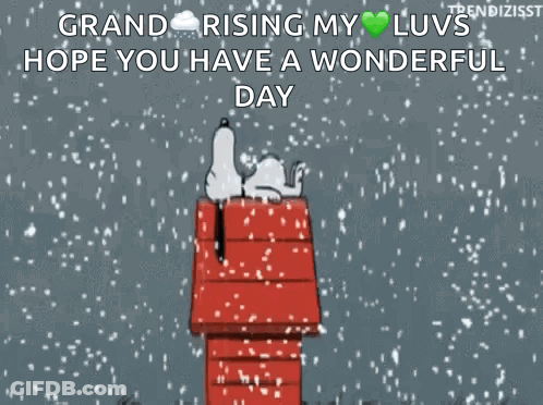 Snoopy Sitting In House In Snow GIF