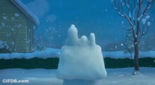Snoopy Sitting On Snow Pile With Star On Head GIF