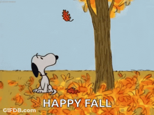 Snoopy Sitting Under Tree Happy Fall GIF
