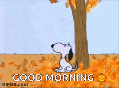 Snoopy Sitting Under Tree Saying Good Morning GIF