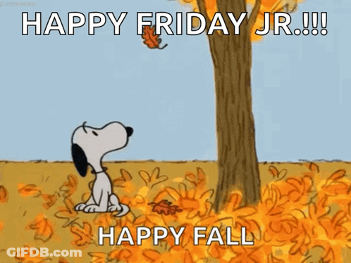 Snoopy Sitting Under Tree Says Happy Friday Jr Happy Fall GIF