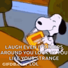 Snoopy Sitting With Book GIF