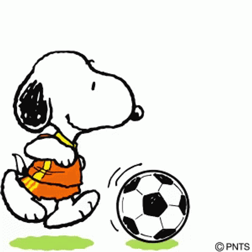 Snoopy Soccer Kick GIF