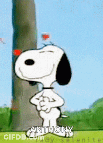 Snoopy Standing In Front Of Tree With Anthony GIF