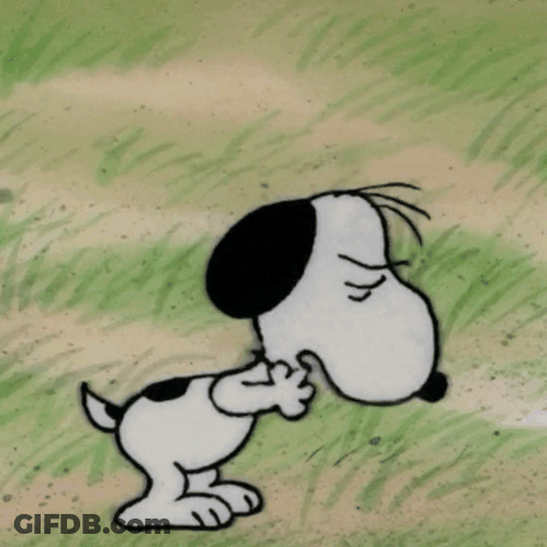 Snoopy Standing In Grass Field GIF