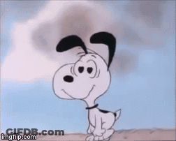 Snoopy Standing On Hill Looking Up GIF