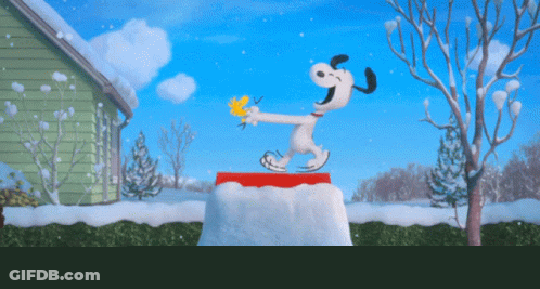Snoopy Standing On Snowy Roof GIF