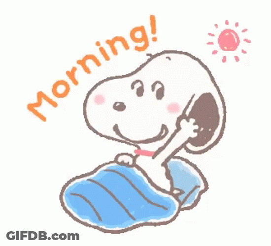 Snoopy Sunday Waking Up GIF