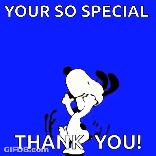 Snoopy Thank You Green Background GIF