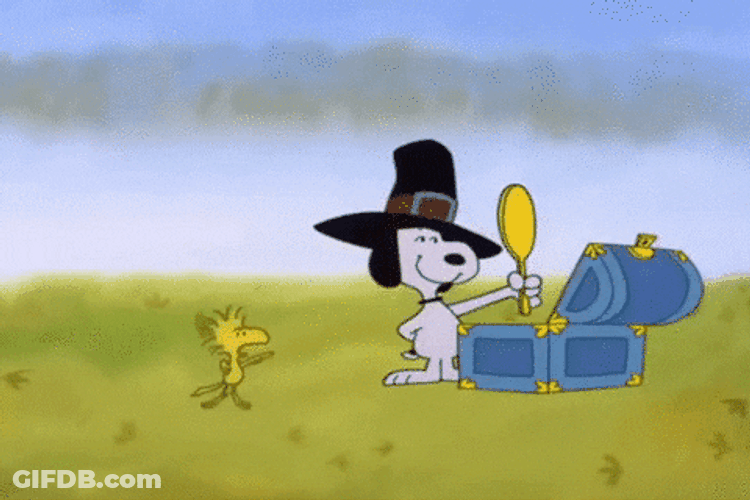Snoopy Thanksgiving Mirror Reflection GIF