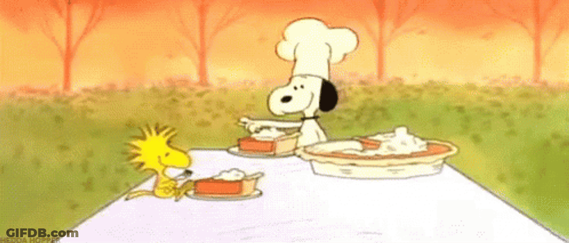 Snoopy Thanksgiving Pumpkin Pie Eating GIF