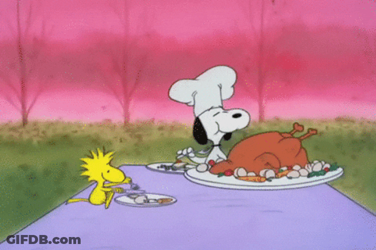 Snoopy Thanksgiving Turkey Dinner GIF