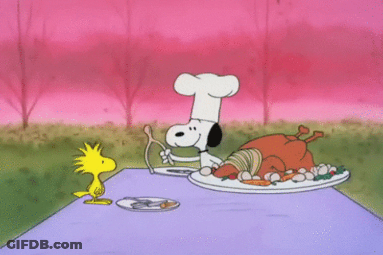 Snoopy Thanksgiving Wishbone GIF
