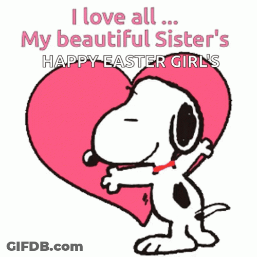 Snoopy Valentines Day Greeting Card For Sisters GIF