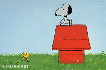 Snoopy Walking To Red Doghouse GIF