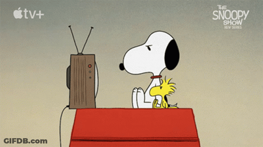Snoopy Watching TV Changing Channels GIF
