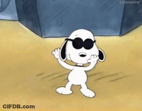 Snoopy Waving In Sunglasses On Beach GIF