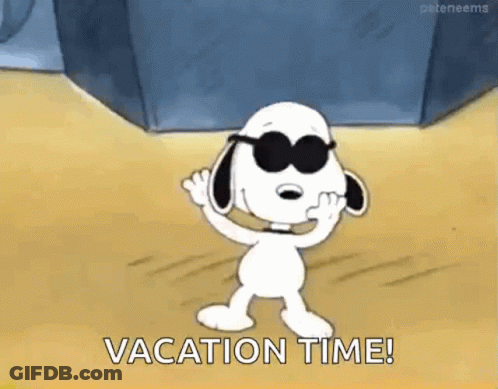 Snoopy Waving On Beach In Sunglasses GIF
