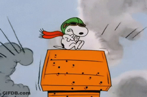 Snoopy Wearing A Helmet And Goggles Is Flying Through The Air GIF