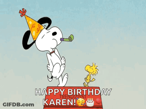 Snoopy Wearing Party Hat Blowing Horn GIF