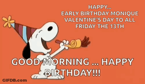 Snoopy Wearing Party Hat Blowing Horn Saying Happy Birthday GIF