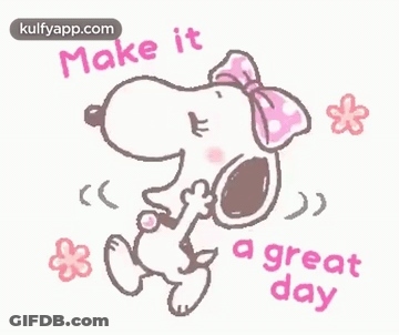 Snoopy Wearing Pink Bow Saying Make It A Great Day GIF