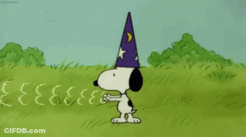 Snoopy Wearing Wizard Hat In Field GIF