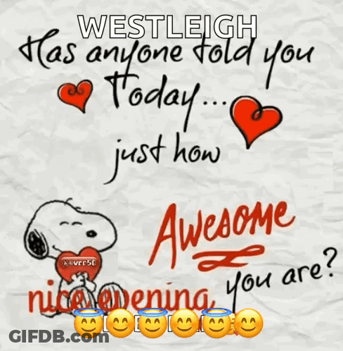 Snoopy Westleigh Has Anyone Told You Today Just How Awesome Nice Evening You Are GIF