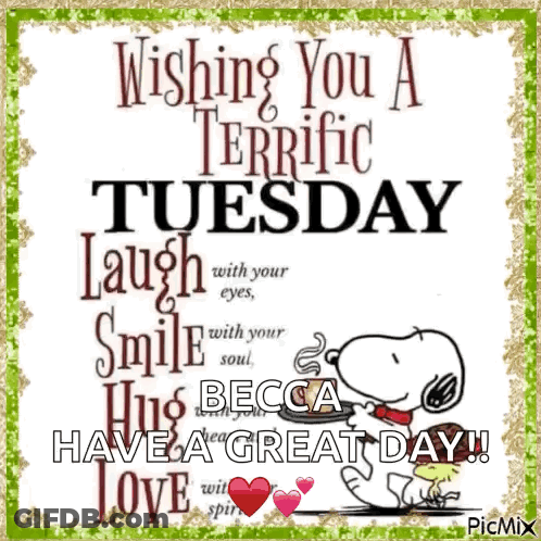 Snoopy Wishing You A Terrific Tuesday GIF