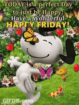 Snoopy With Butterfly On Face GIF