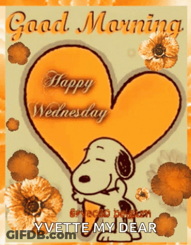 Snoopy With Heart Good Morning Happy Wednesday Yvette My Dear GIF