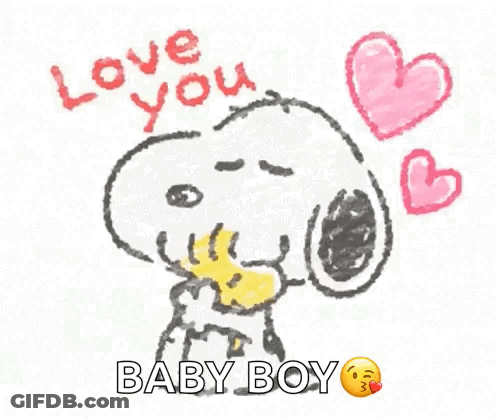 Snoopy With Hearts Love You Baby Boy GIF