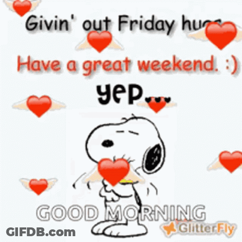Snoopy With Hearts Says Good Morning GIF