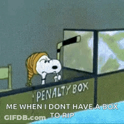 Snoopy With Hockey Stick At Penalty Box GIF