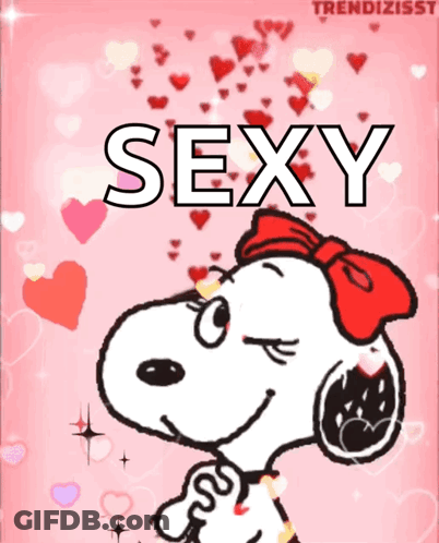 Snoopy With Red Bow Saying Sexy GIF