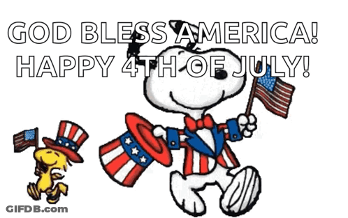 Snoopy Woodstock American Flags God Bless America 4Th July GIF
